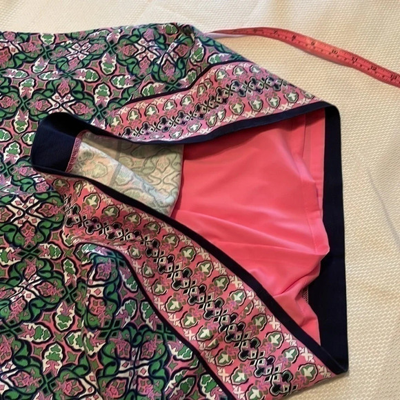 Talbots womens skirt 10 MP petite stretch knee pattern blue pink business casual - Picture 4 of 8